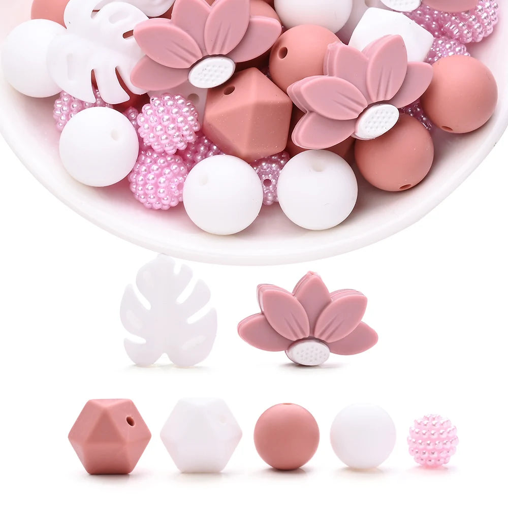 7Pcs Silicone Bead Set Soft Non Toxic Biteable Silicone Beads for Handmade Pacifier Chain Teeth Grinding Jewelry