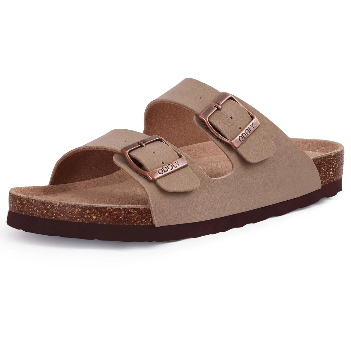 Kidmi Men's Cork Footbed Slide Sandal Slip On Sandals  Women Cork Sandals Nonslip Beach Sandals Female Adjustable Buckle Slides