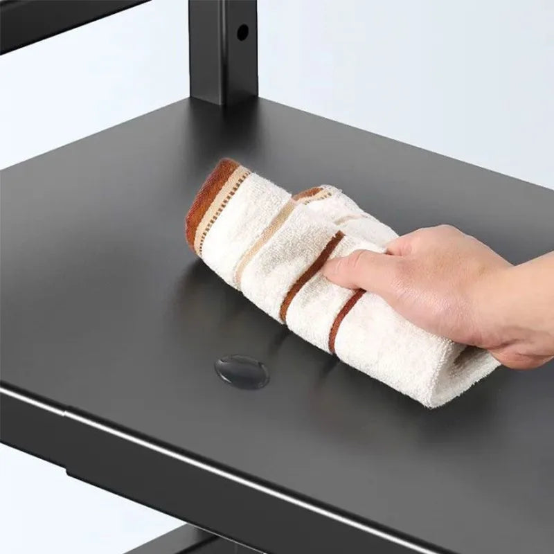 Adjustable Microwave Oven Rack Kitchen Storage Stand with Cutting Board Holder Desktop Organizer