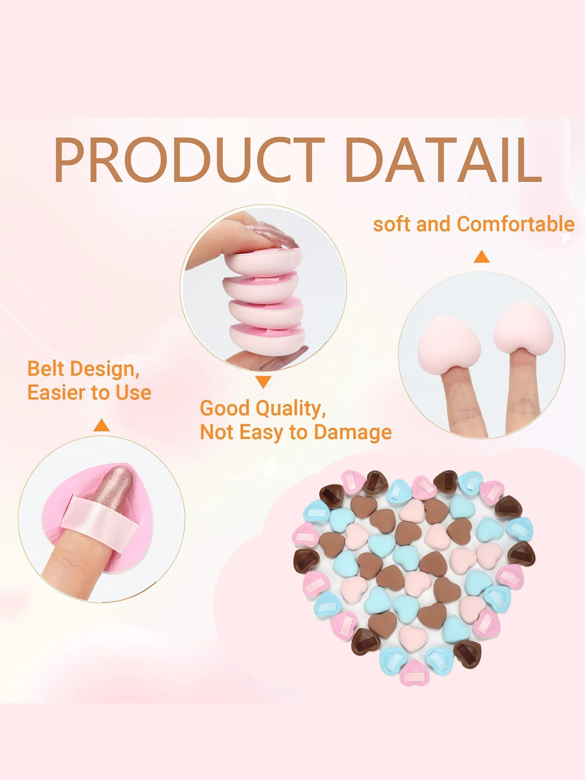 5/10/20Pcs Super Soft Cotton Candy Makeup Puff Necessary Wet Dry Use Air Cushion Powder Puff Multifunction Portable Makeup Sponge