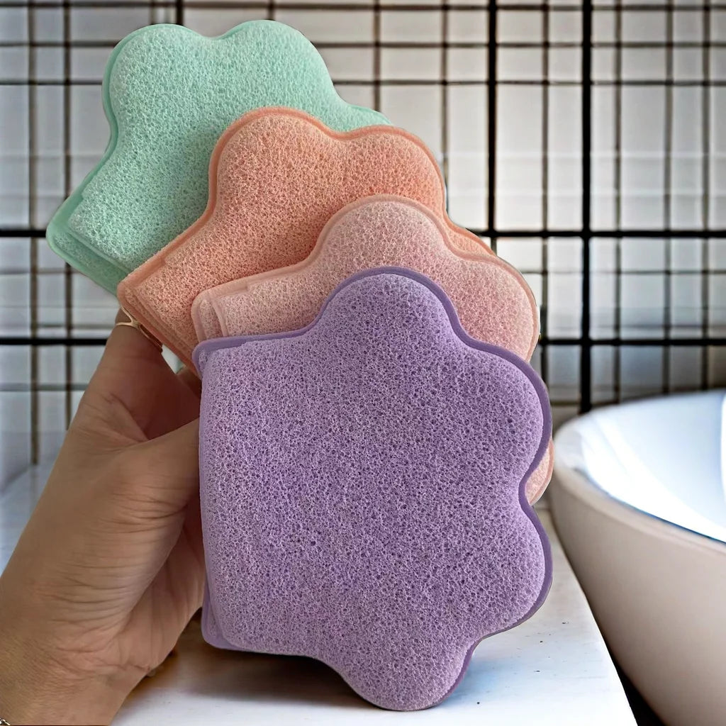 Cat's Paw Facial Sponge, Facial Cleansing Pads, Reusable Glove Bath Sponge, Bubble Exfoliating Pads for Deep Cleansing Pores