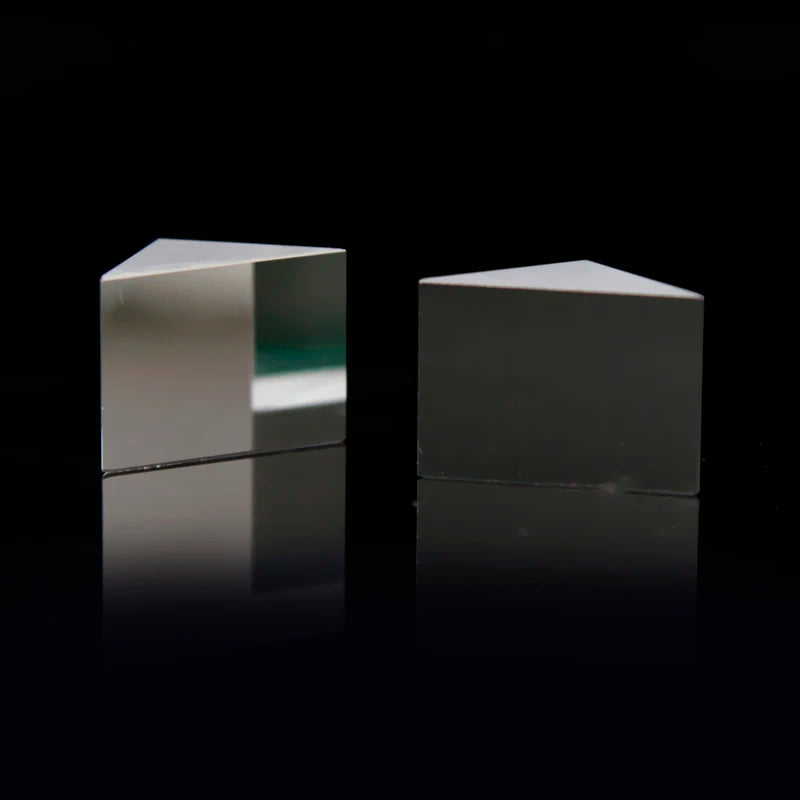 20*20*20mm Optical K9 glass right-angle prism with 45-degree internal reflection coating and blackened.