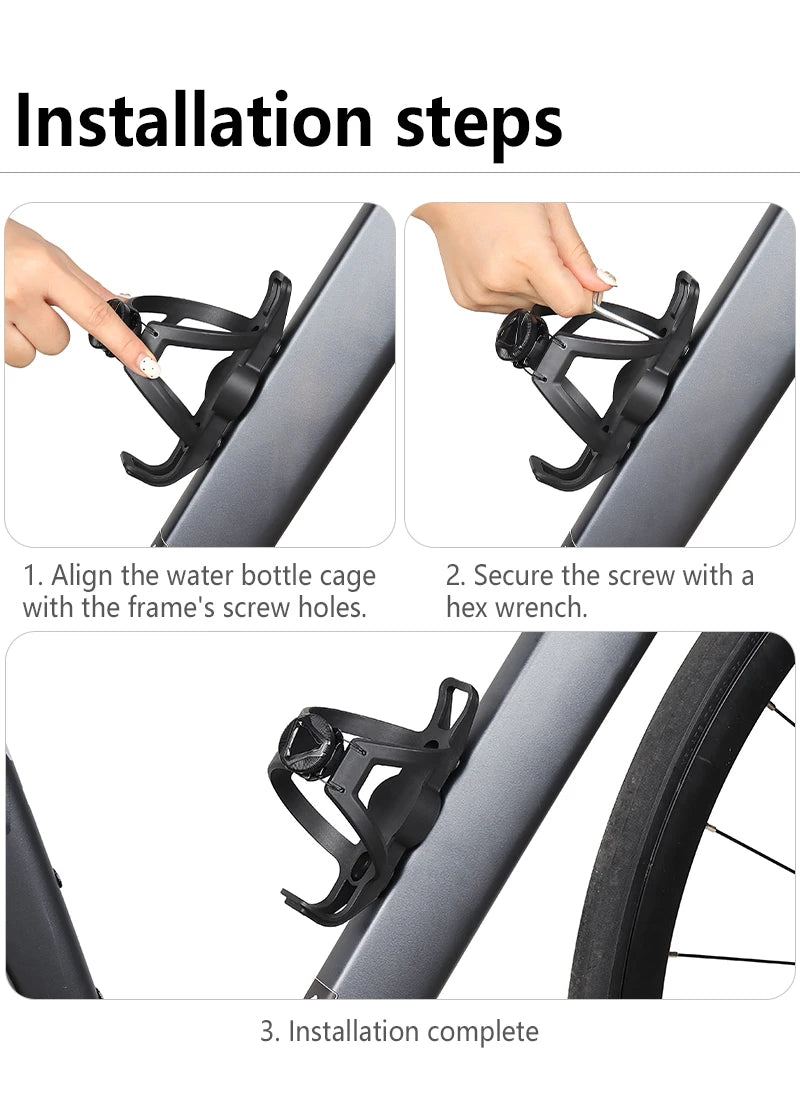 Universal Adjustable Bike Bottle Cage 68-90mm ATWEINA Water Bottle Holder with Integrated AirTag Case