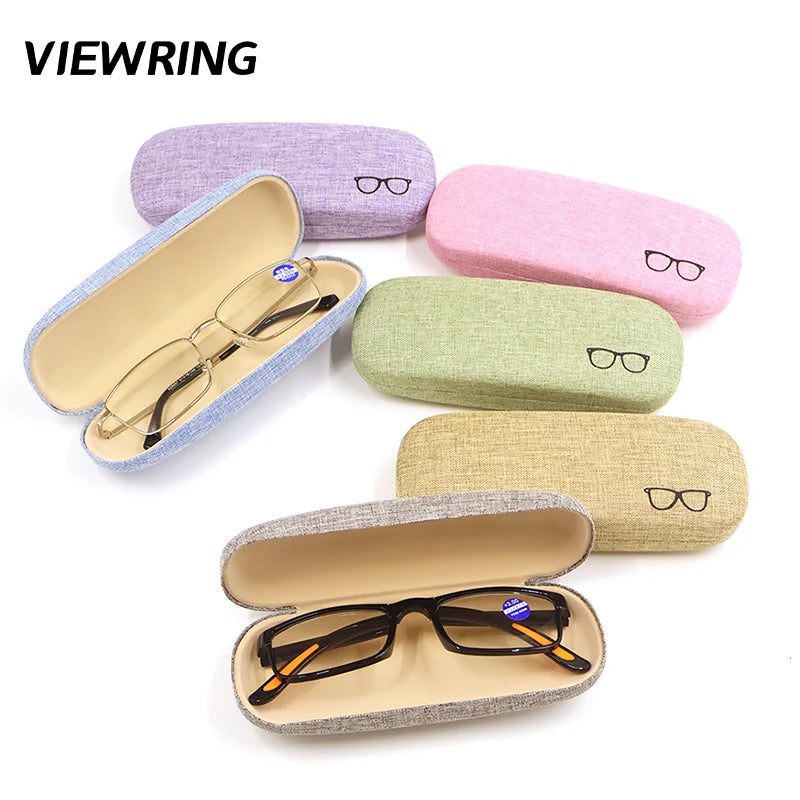 Viewring Linen Solid Color Glasses Case Hard Shell Anti Pressure Eyeglasses Portable Men's And Women's Sunglasses Storage Box