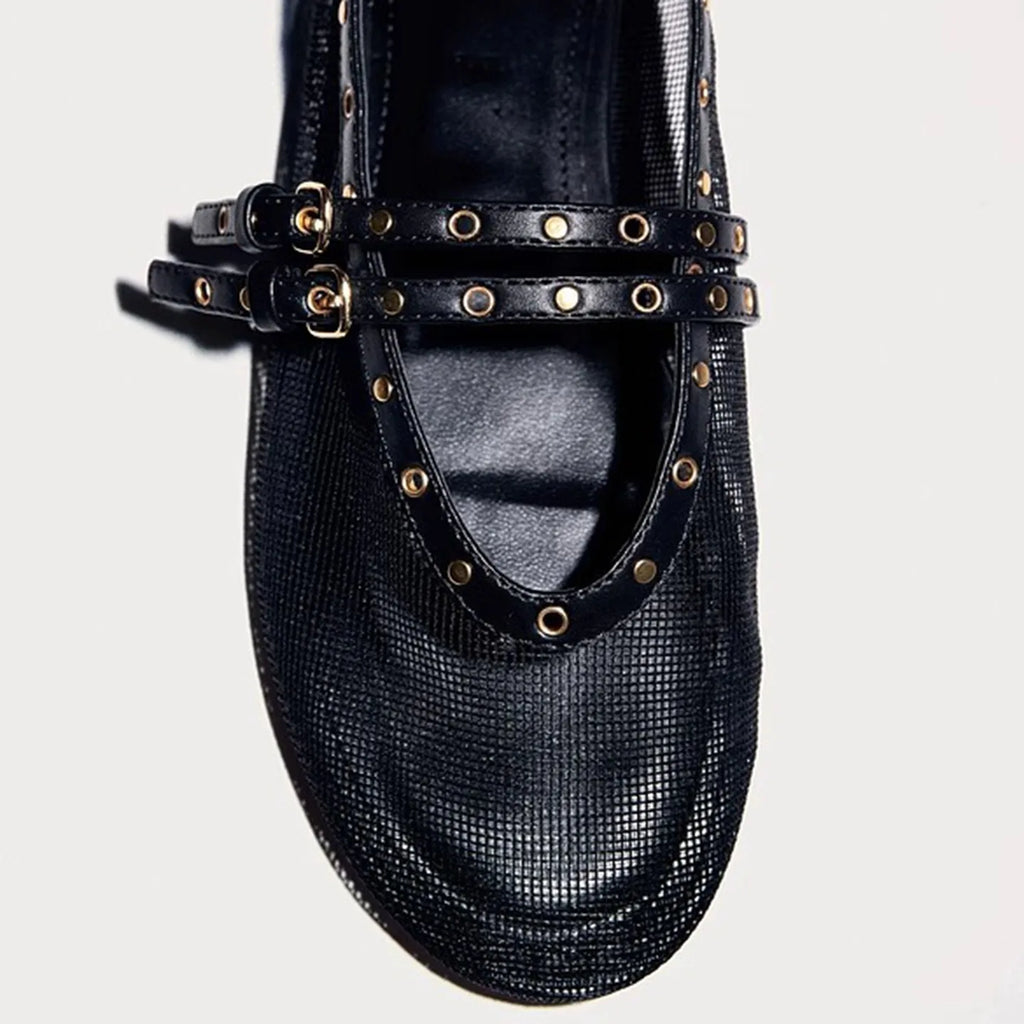 Mesh Summer Ballet Flats Shoes Women Buckle Strap Breathable 2026 New Flats Shoes Ladies Black Mary Janes Footwear Loafers Lady