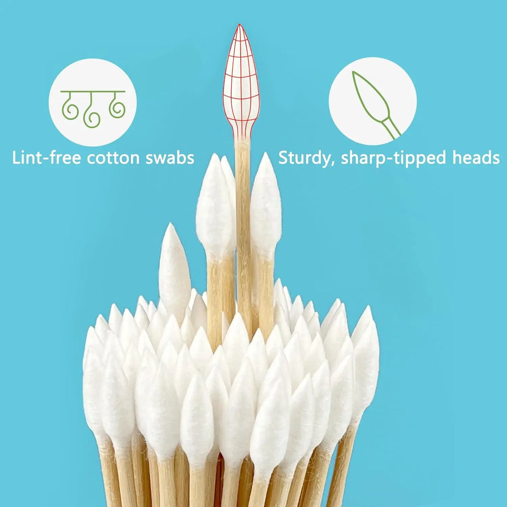 100/300/500pcs Double Pointed Cotton Swab Applicators - 6 Inch Long Cotton Swabs for Tattoo, Cleaning, Makeup & Ear Cleaning