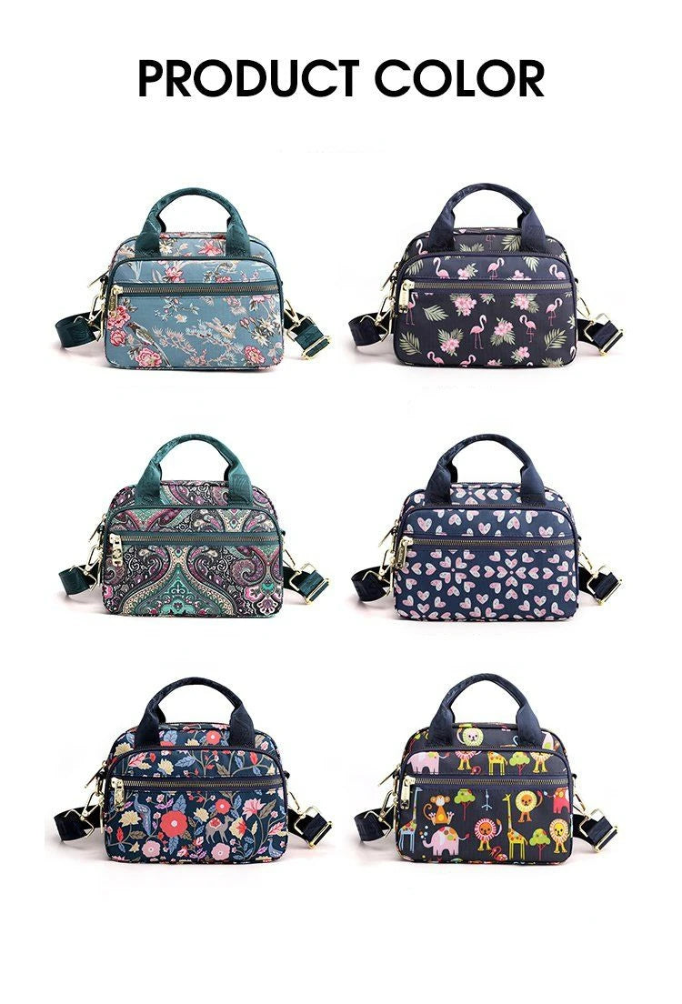 New Nylon Canvas Bag Large Bag Waterproof Shopping Bag Large Capacity Floral Shoulder Handbag Women Bag Mother Bag