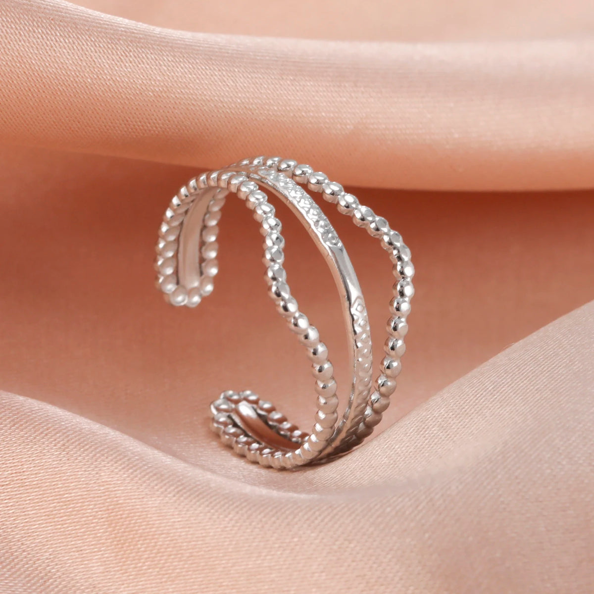 Amaxer For Women Lover's Rings Star Lace Beads Strip Stainless Steel Gold Color Silver Color Engagement Jewelry Party Gift