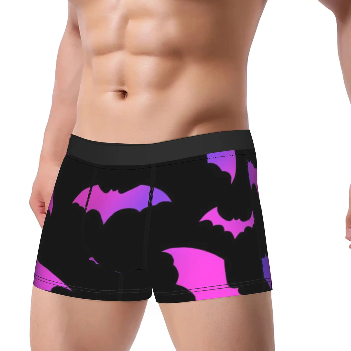 Neon Purple Bat Seamless Pattern  Underpants Breathbale Panties Man Underwear Print Shorts Boxer Briefs