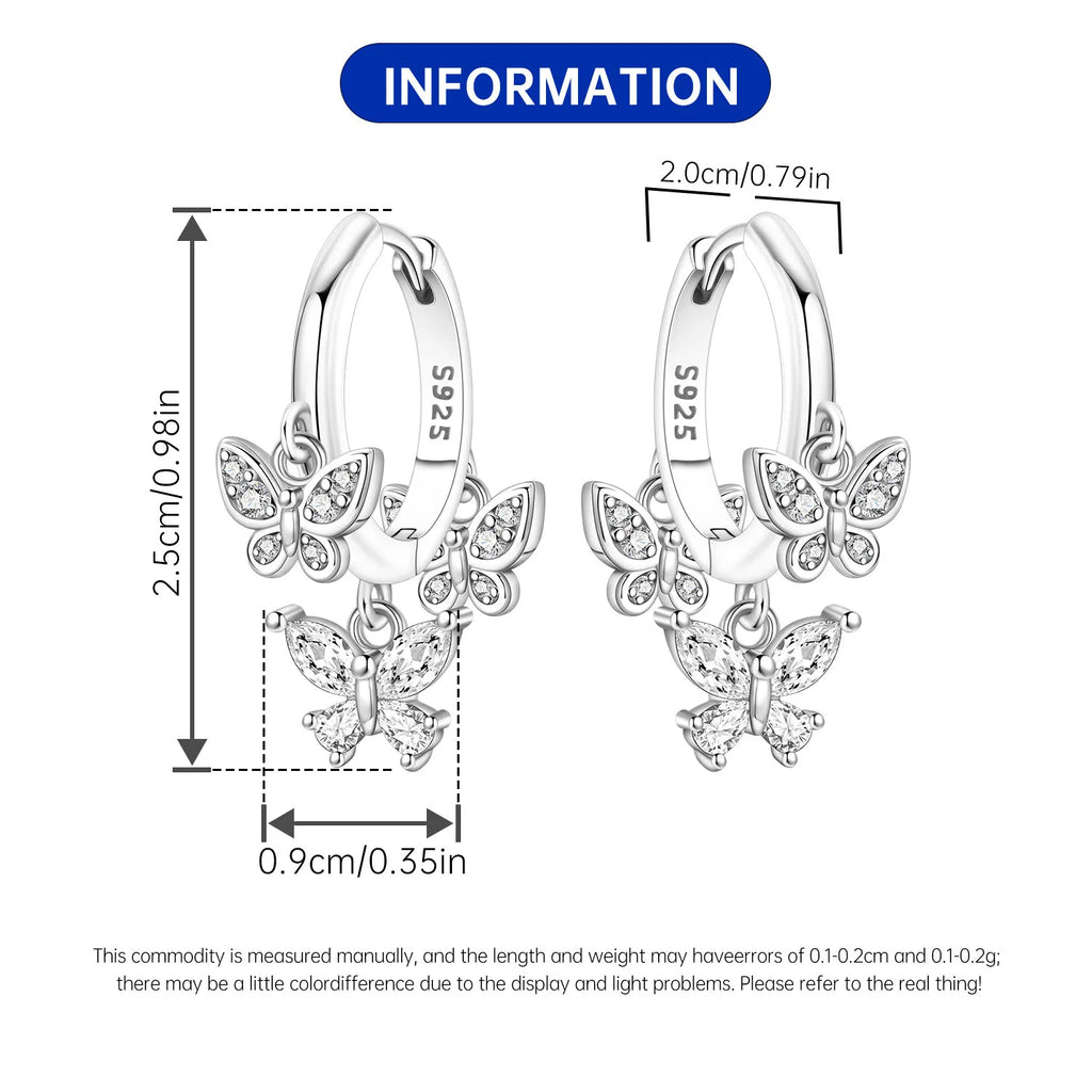 Orstarry 925 Sterling Silver 18k Golden Butterfly Insect Drop Earrings Women Earrings Birthday Party Jewelry Fine Original Gifts