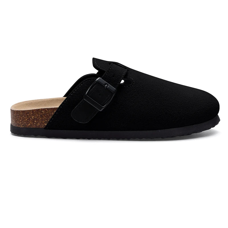 Kidmi Men's Cork Footbed Slide Sandal Slip On Sandals  Women Cork Sandals Nonslip Beach Sandals Female Adjustable Buckle Slides