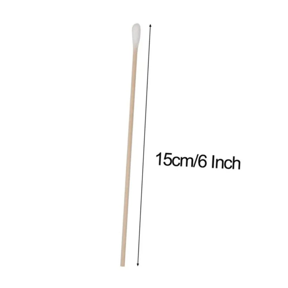 100/300Pcs 6 Inch Long Cotton Swabs with Wooden Handles, Cotton Tipped Applicator for Cleaning, Cotton Sticks Oil Makeup