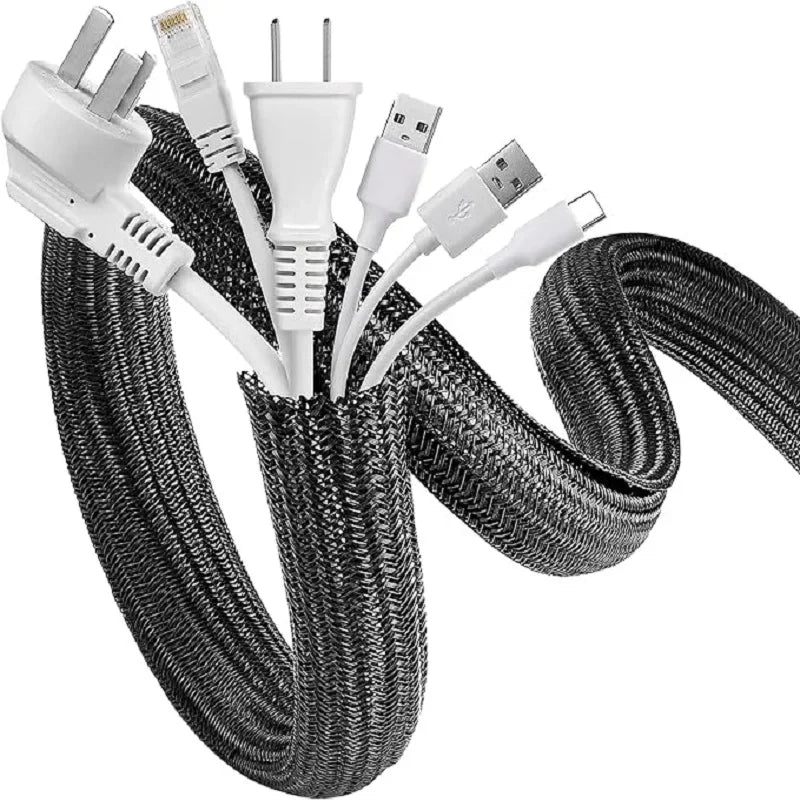 Braided Cable Sleeve 1m/3m/5m Pet Nylon Wrap for Desk PC TV Wire Protector Braided Wire Cover Casing Cable Organizer