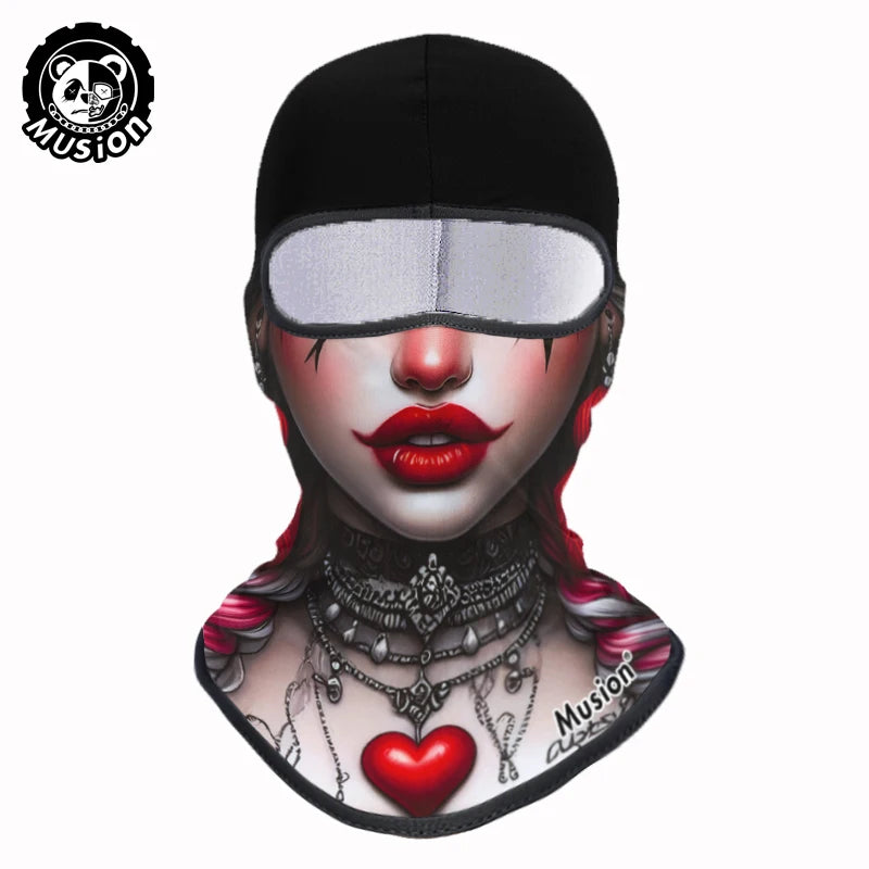 Musion Balaclava Helmet Liner Full Face Mask Skull Print Moto Topeng Muka Rider for Cycling and Riding Motorcycle