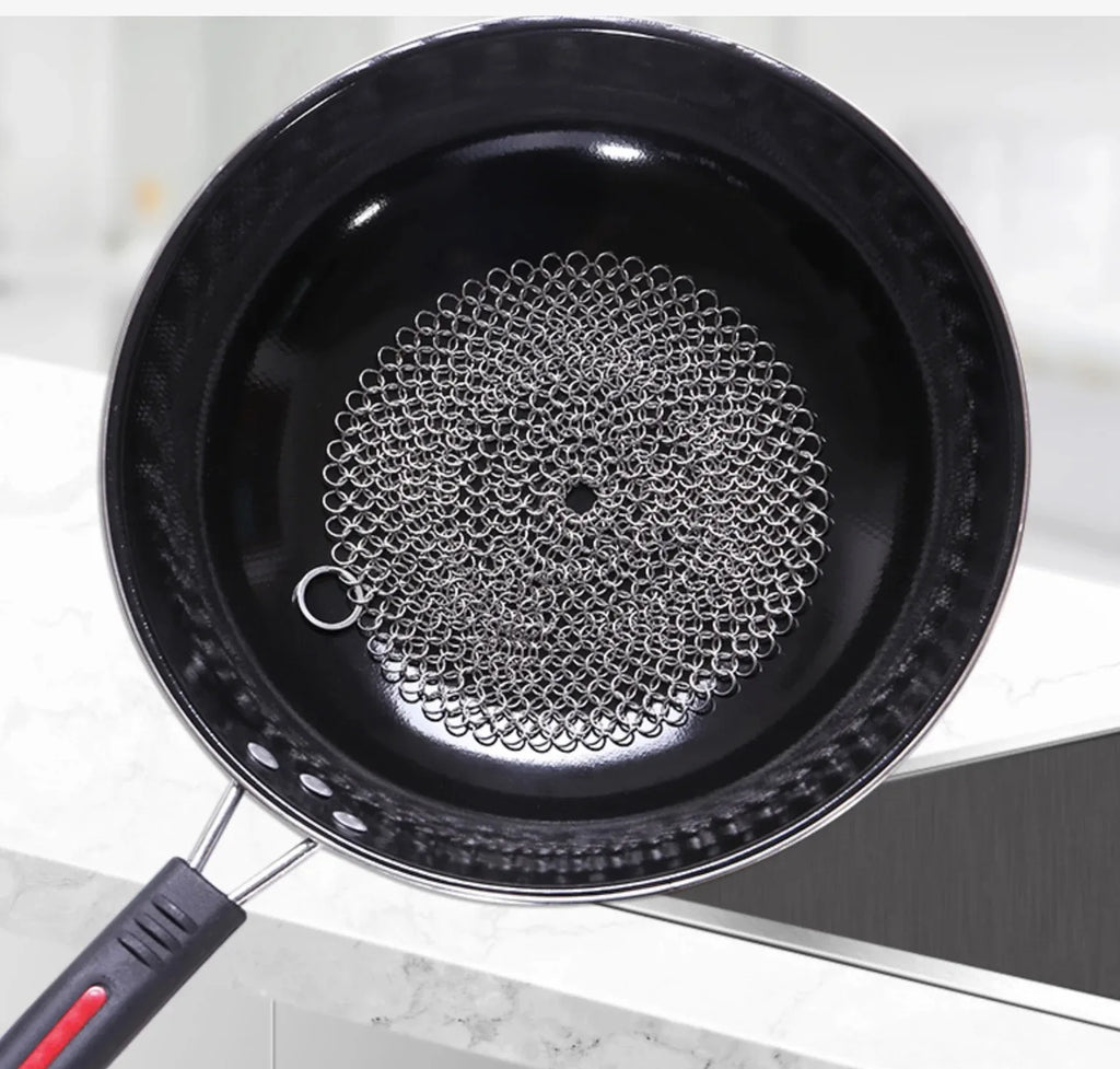 Multi-Size Metal Washing Mesh Cleaner, Durable Stainless Steel Scourer to Remove Rust, Burnt Food from Kitchen Cookware
