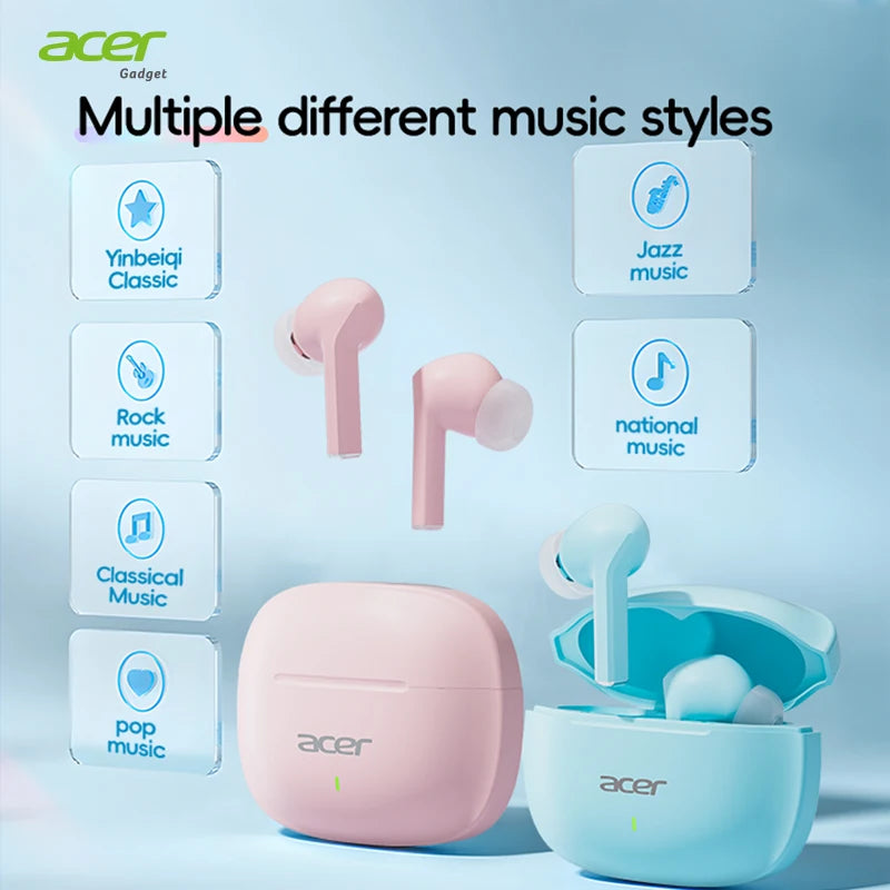 Acer Ohr504 Wireless Bluetooth Headphones, In-Ear Design, Noise Reduction, Comfortable to Wear, Suitable for Sports and Running, Compatible with Mobile Phones, Tablets, and Laptops, Women's Model, Multiple Colors