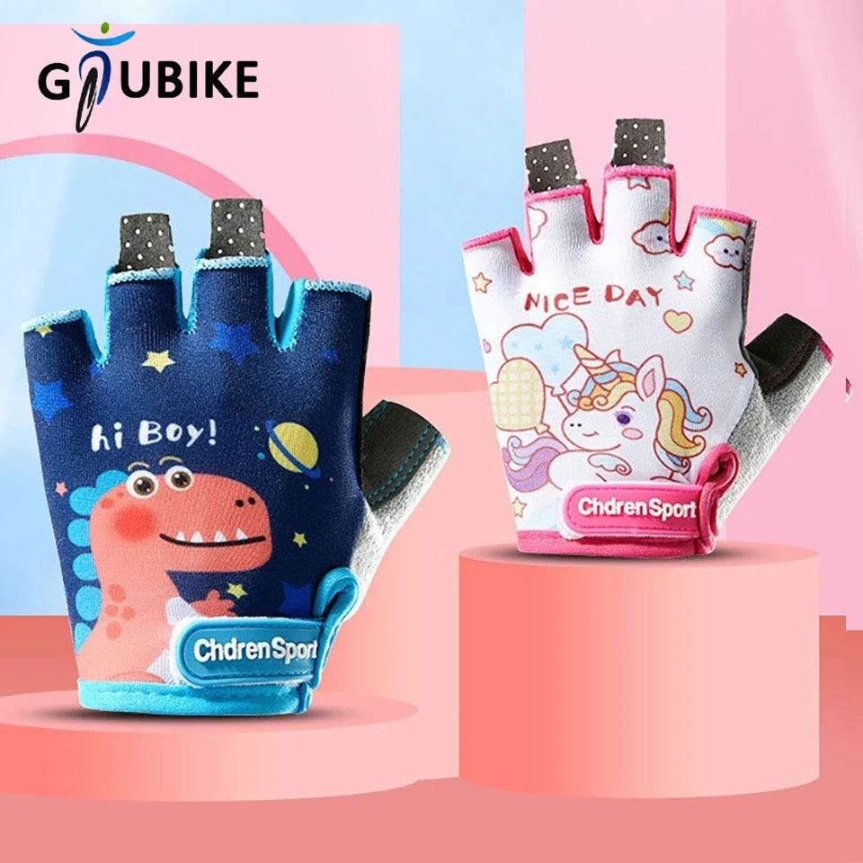 GTUBIKE Half-Finger Kids Sport Bike Gloves - Non-Slip Fingerless Kids Cycling Climbing Gloves for Boys and Girls Age 2-12