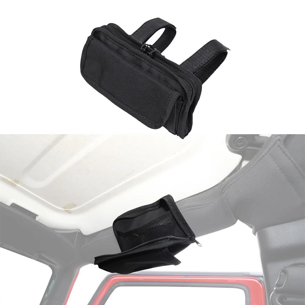 Roll Bar Sunglasses Holder Bag for Jeep Wrangler JL JK JT TJ Sports Sahara Rubicon Unlimited 2007-2026 Storage Accessories