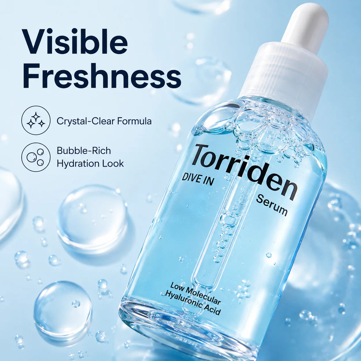 Torriden DIVE-IN Serum with Low-Molecular Hyaluronic Acid, Intensive Hydration & Moisture Lock, Visible Freshness, Lightweight