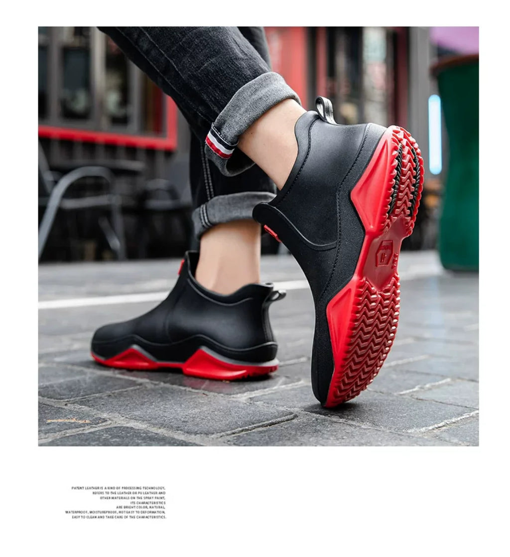 Fashionable Men & Women’s Ankle Rain Boots Anti-Slip Waterproof Shoes Work Boots Suitable For Summer & Winter Rainy & Snowy Day