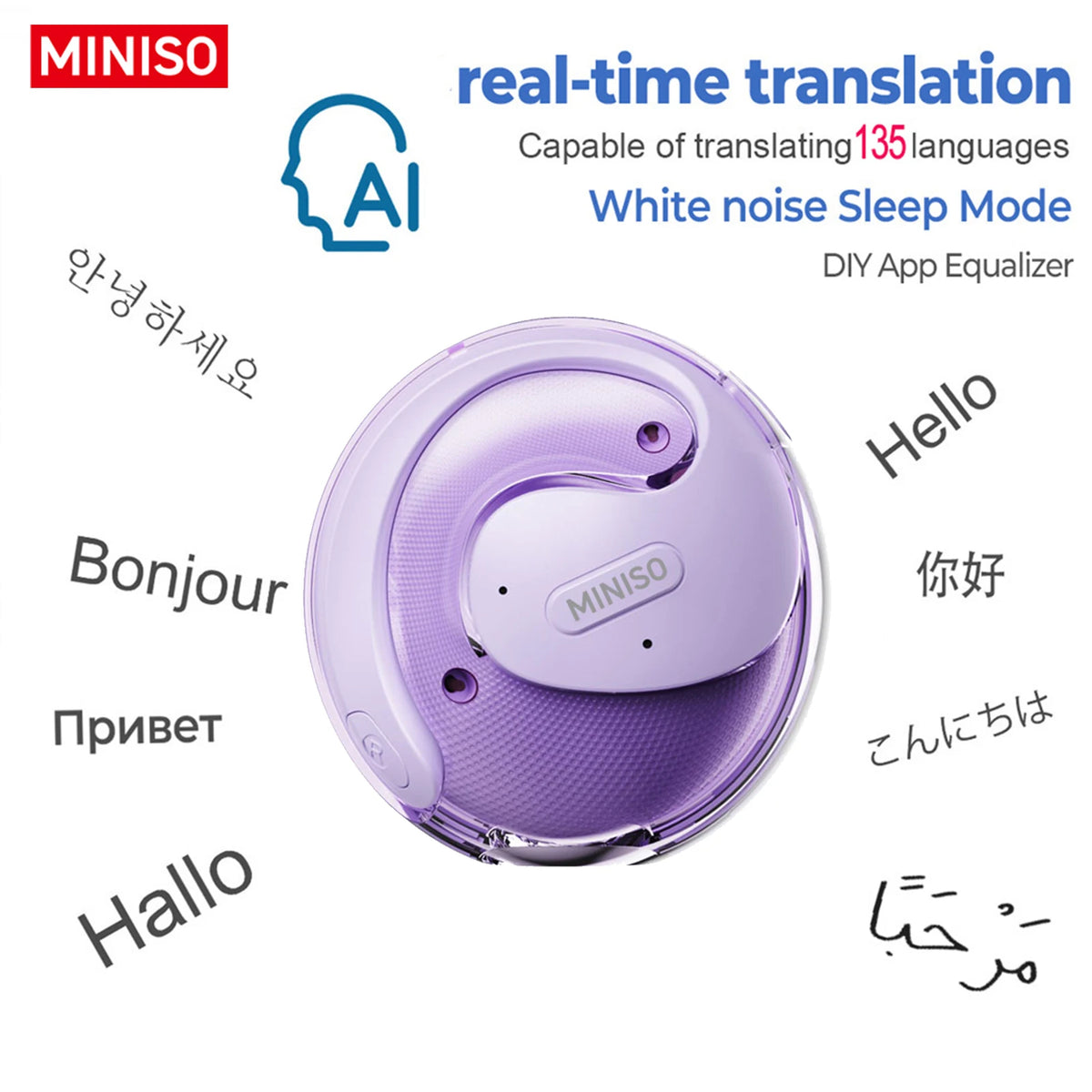 MINISO X15 Pro Bluetooth 5.4 Earphones Sports Wireless Headphones Ear Hook Game Erazer Earbuds with Mic for IOS Android