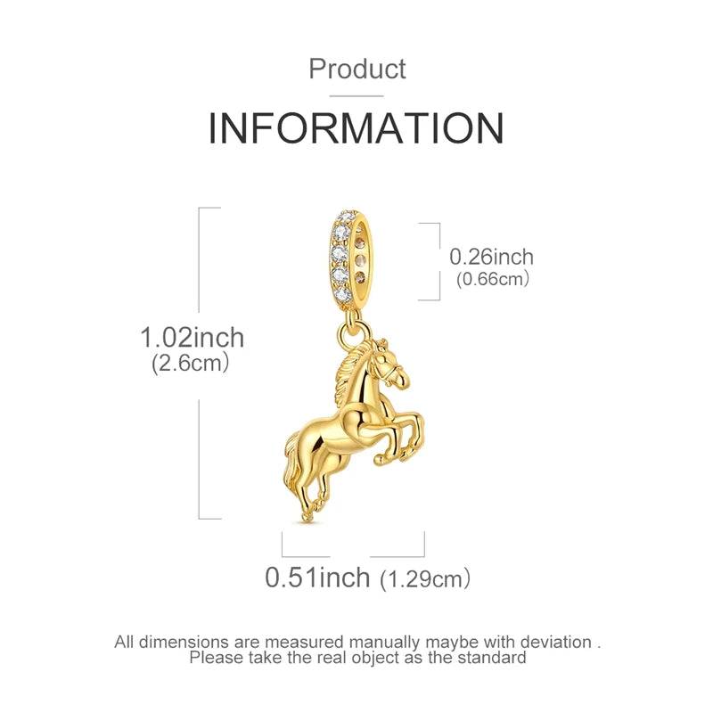 Original 925 Sterling Silver Charm Bead Golden Series Zircon Pendant Fit Original Bracelet Necklace For Women DIY Jewelry Gift