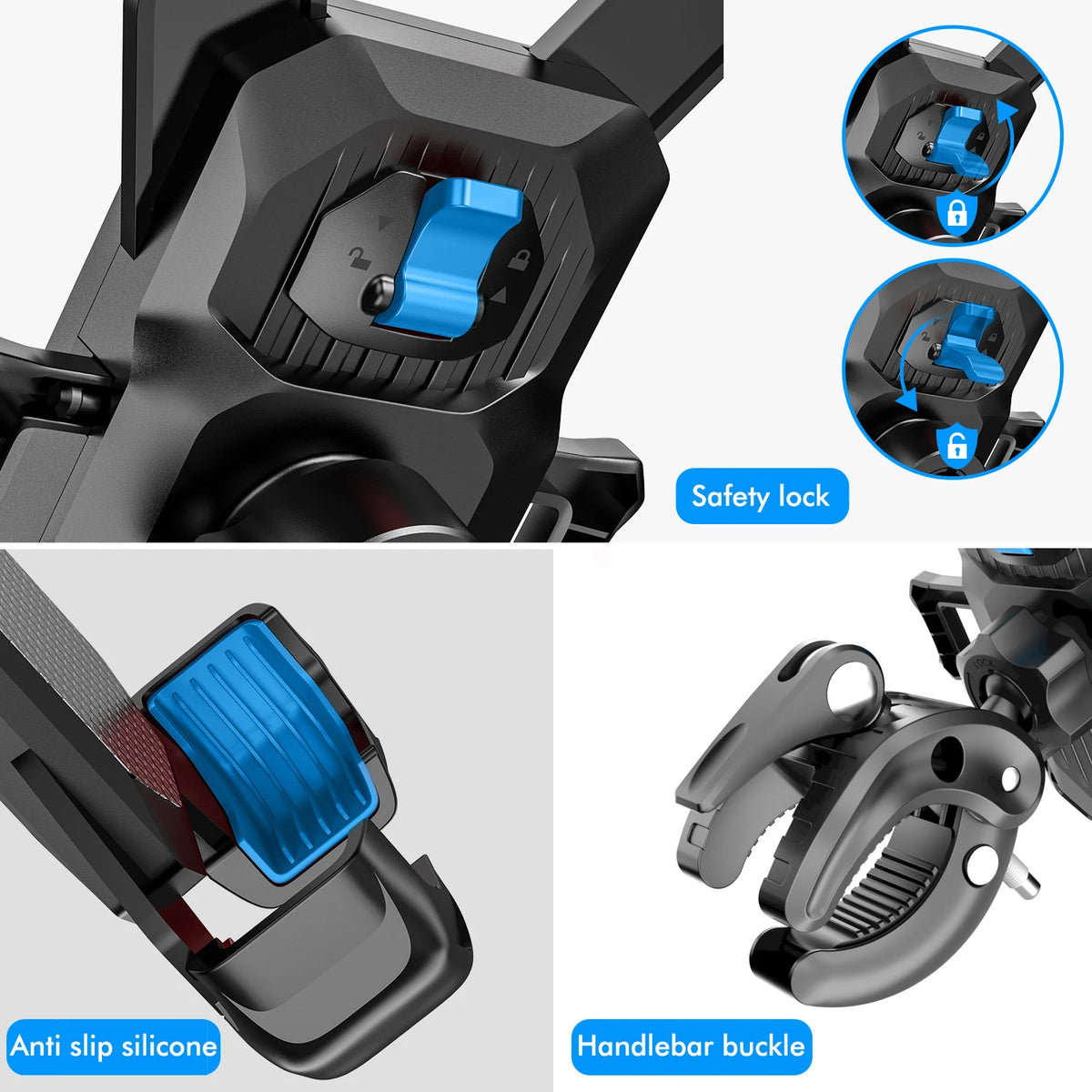 Motorcycle Mobile Phone Holder – 360° Rotating, Non-Slip, Adjustable Bicycle Mobile Phone Holder and Navigation Mount