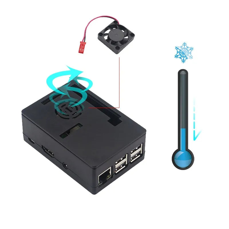 Raspberry Pi 3B Plus Case Plastic ABS Case Shell Box Optional Cooling Fan for Raspberry Pi 3B+/3B Use with 3.5 Inch Screen