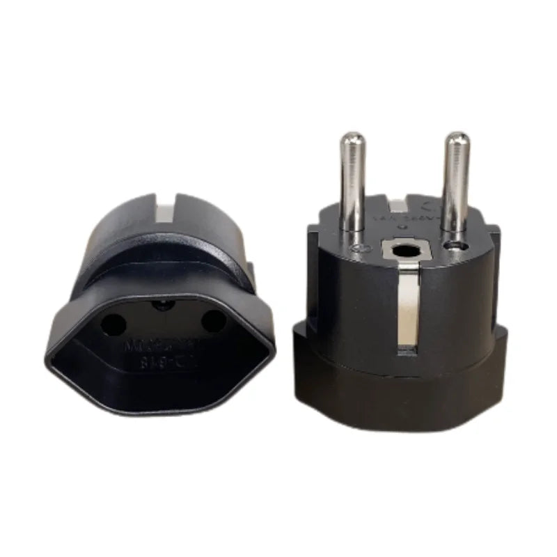 Schuko Germany, France Plug Adapter, Ultra Compact Light Weight - Swiss to Russia, South Korea Travel Adaptor Plug - Type E/F