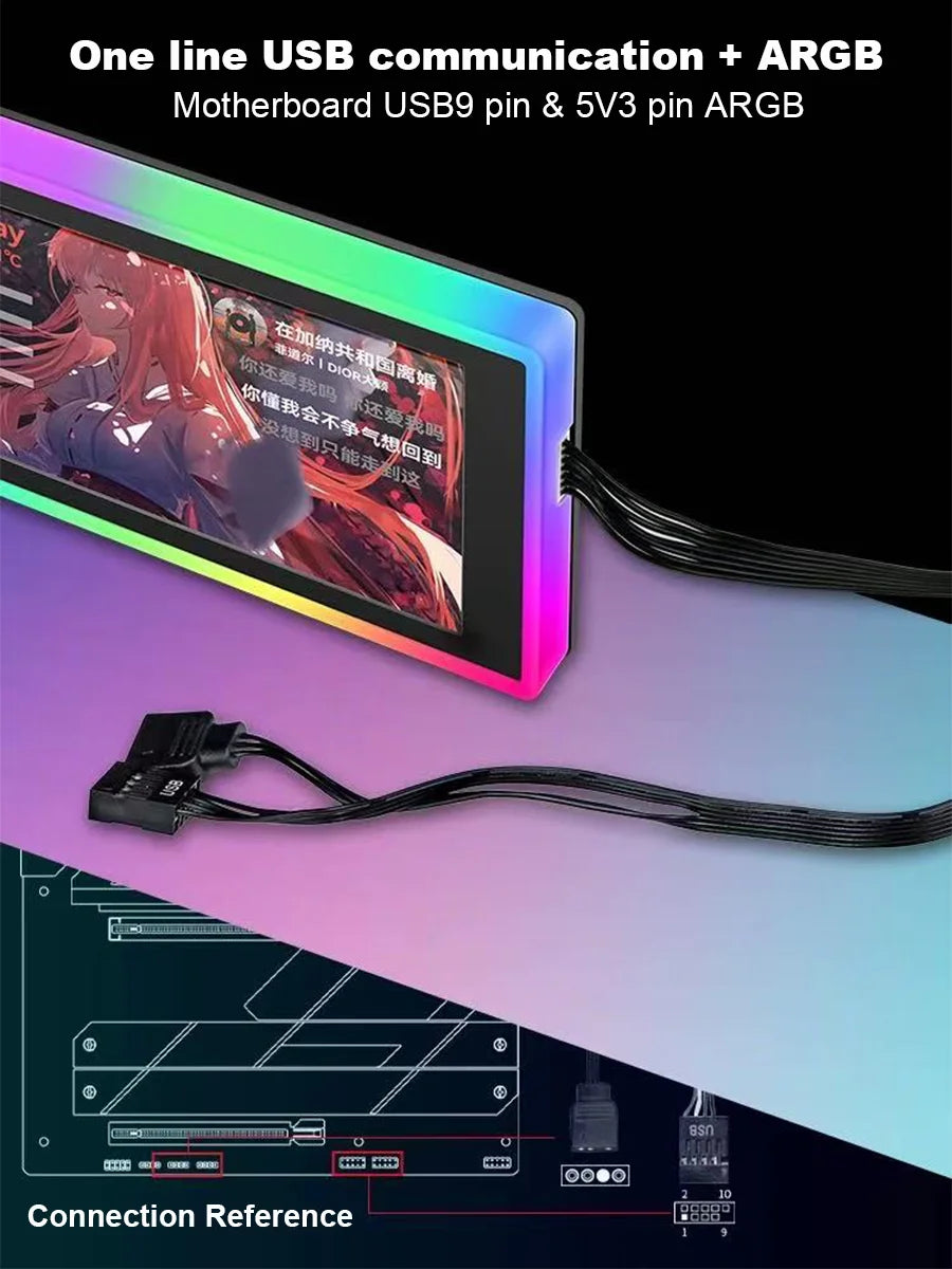 6.86-Inch Smart Secondary Screen, Customizable High-Definition Dynamic Theme Display, Small Expandable Display Side Screen