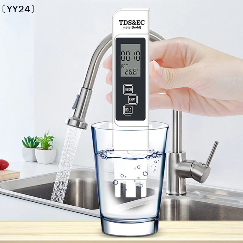 1PC White Digital Water Quality Tester TDS EC Meter Range 0 To 9990 Multifunction Water Purity Temperature TEMP PPM Tester〔YY24〕