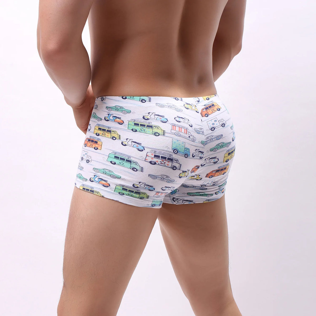 Cartoon Print Boxer Shorts Men Breathable 100% Cotton Funny Boxers Comic Style Men's Underwear Novelty Gift Underpants U Convex