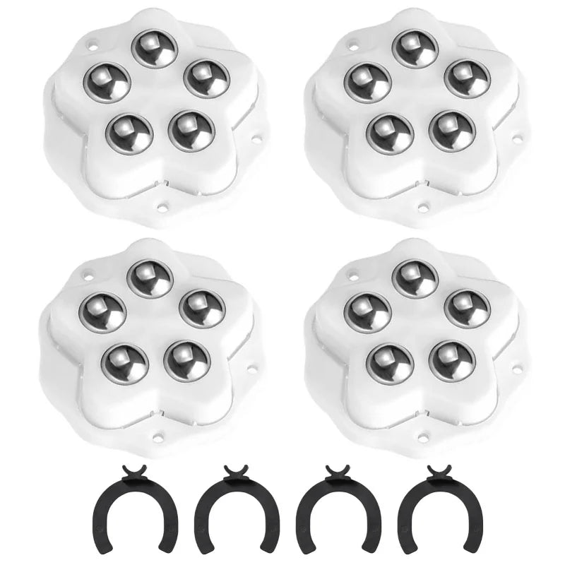 4Pcs Brake-operated Self Adhesive Caster,Heavy Duty 5 Beads Load-bearing,Universal 360° Rotating Wheel,No Noise Furniture Pulley