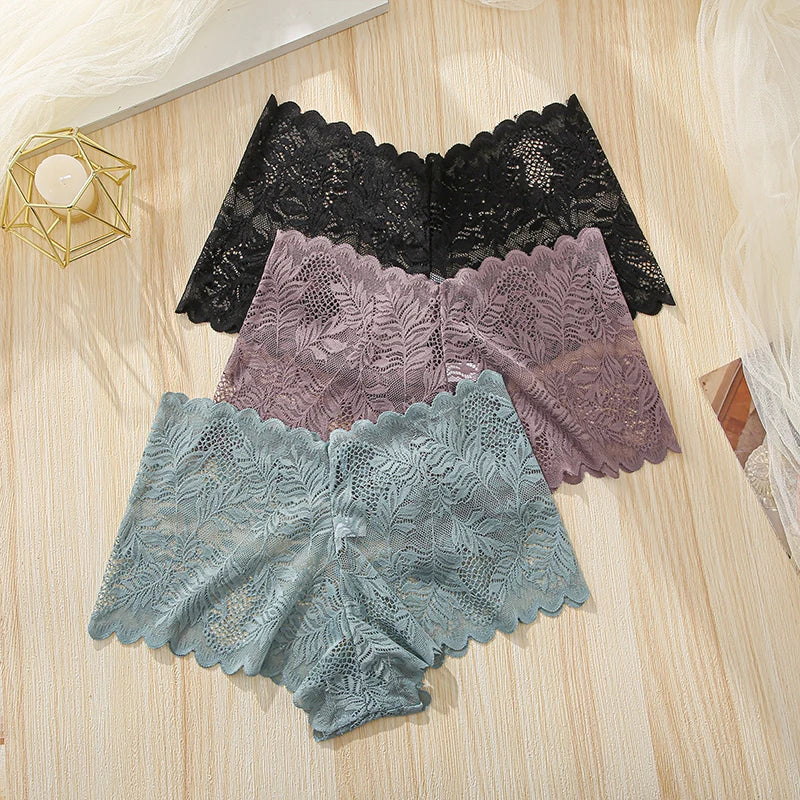 3Pcs Women Panties Sexy Lace Female Underpants Plus Size Underwear Large Size Lightweight Seamless Low Waist Briefs Breathable