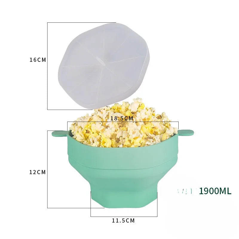 Silicone Microwave Popcorn Bowl Foldable Popcorn Maker Bucket Bowl with Lid Folding Large Capacity Popcorn Kitchen Baking Tools