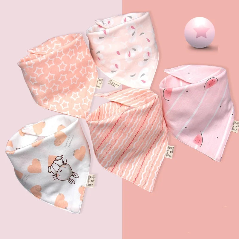 5pcs Baby Saliva Towel Triangle Scarf Pure Cotton Bandana Bibs Newborn Boys Girls Absorbent Cloth Bib Saliva Scarf