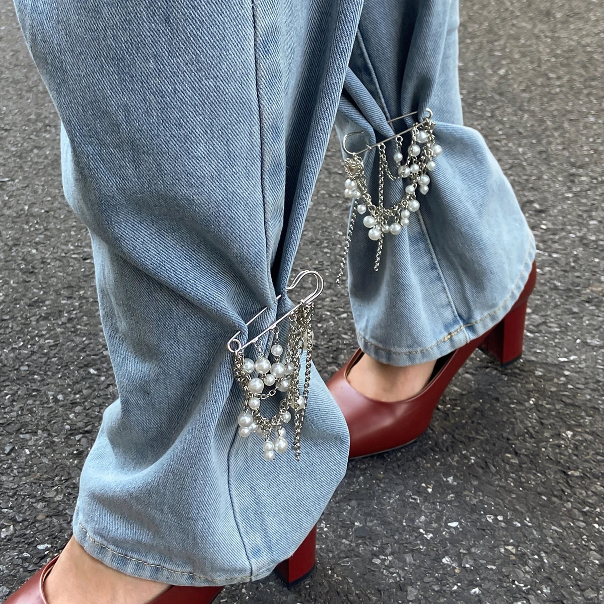 PuRui 2025 Vintage Elegant Detachable Imitation Pearl Tassel Ankles Chain Romantic Trend Adjustable Trousers Jeans Chain Jewelry