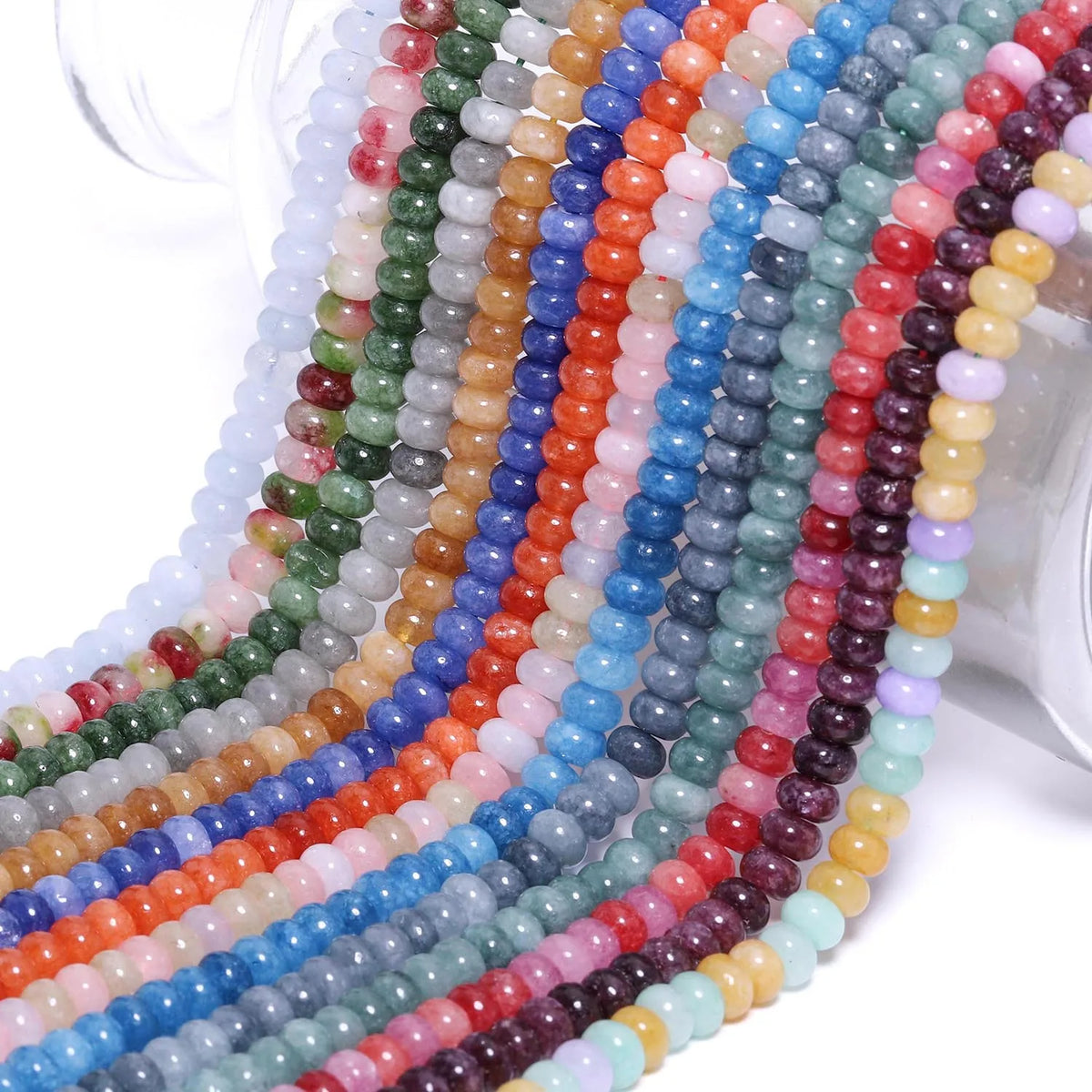 4x6mm Abacus Shape Jade Stone Beads Multicolor Mixed Spacer Beads for Jewelry Making Handmade DIY Bracelet Necklace Pendant