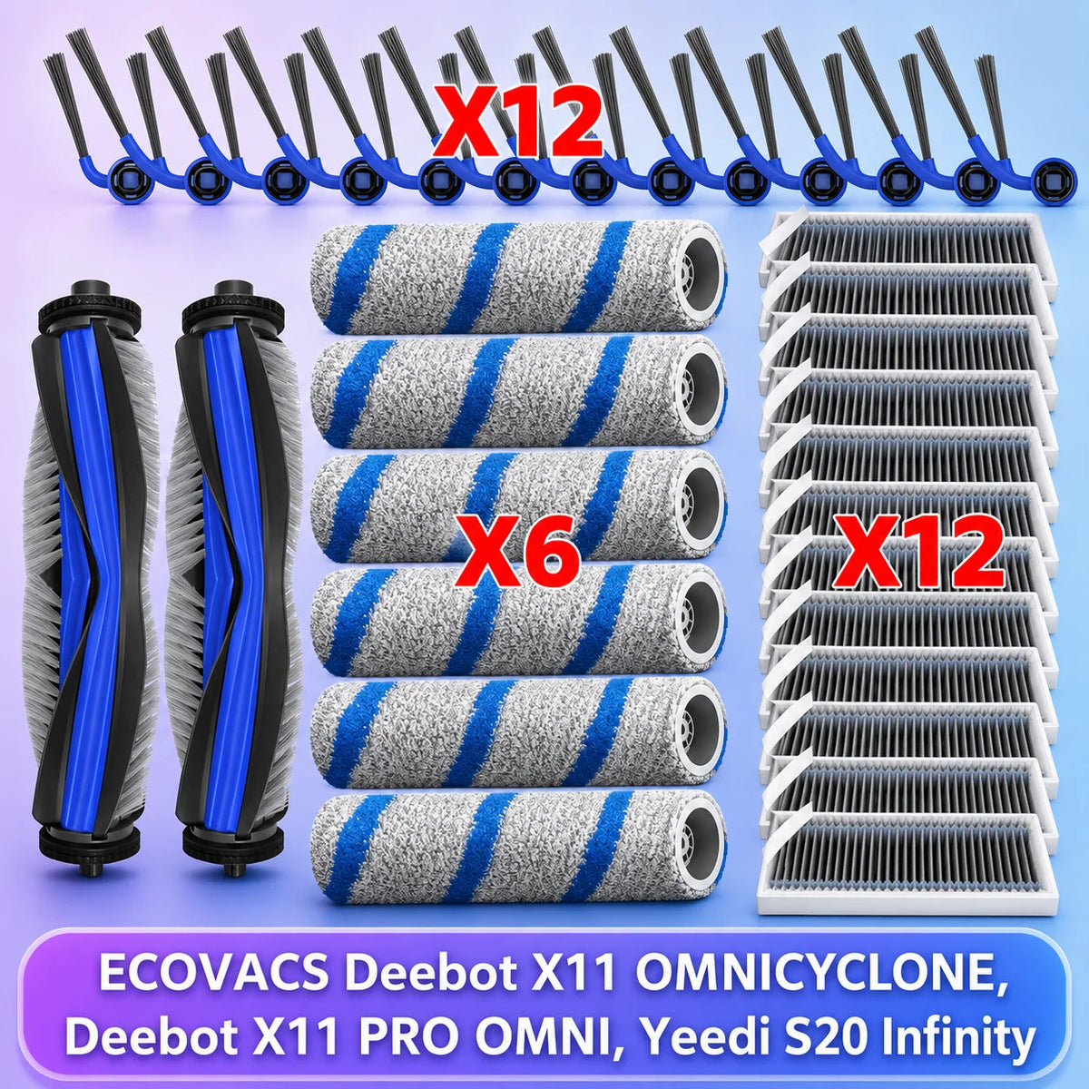 Fit For ECOVACS X11 OMNICYCLONE/ X11 PRO OMNI, Yeedi S20 Infinity Parts Main Roller Side Brush Filter Roller Mop Dust Bag