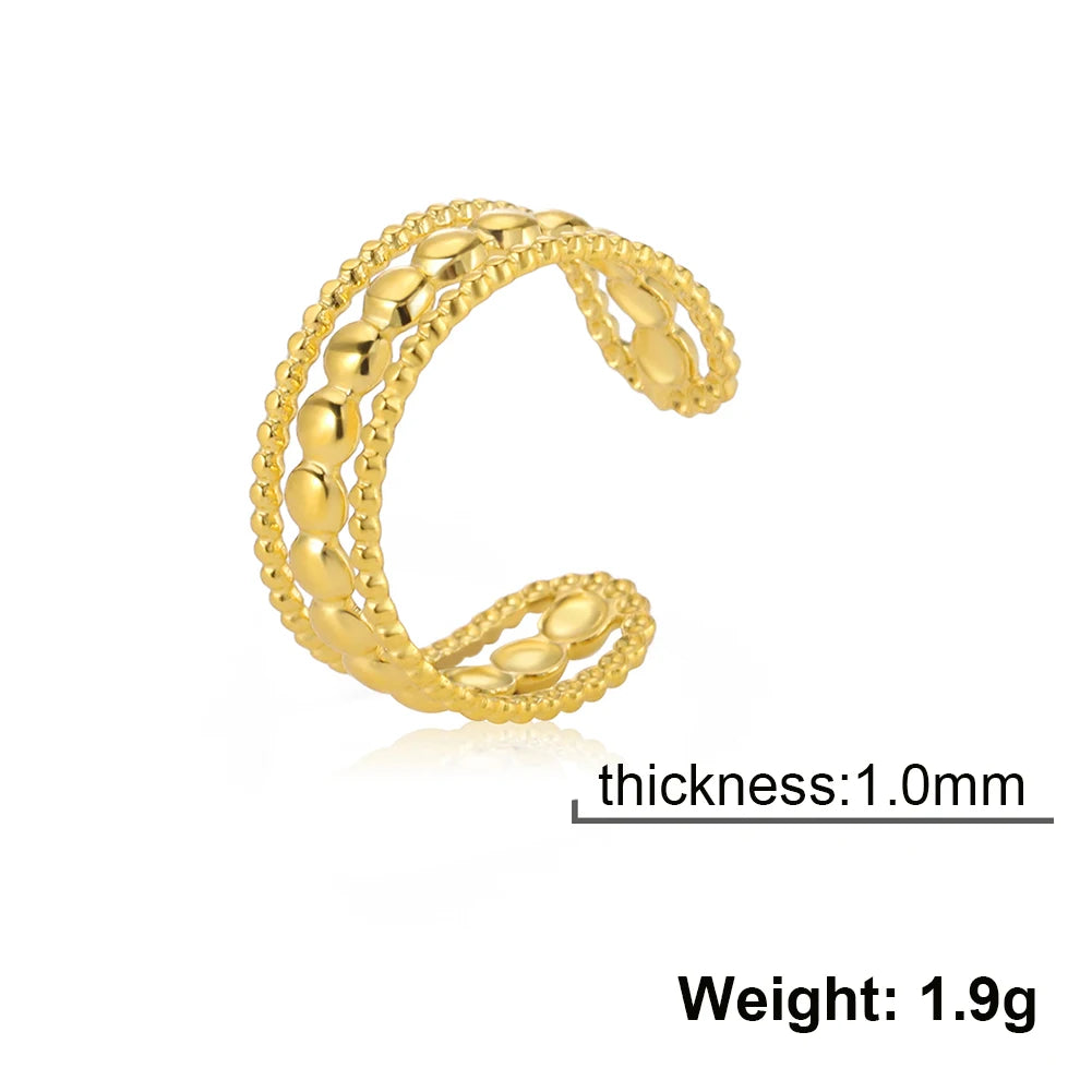 Amaxer For Women Lover's Rings Star Lace Beads Strip Stainless Steel Gold Color Silver Color Engagement Jewelry Party Gift
