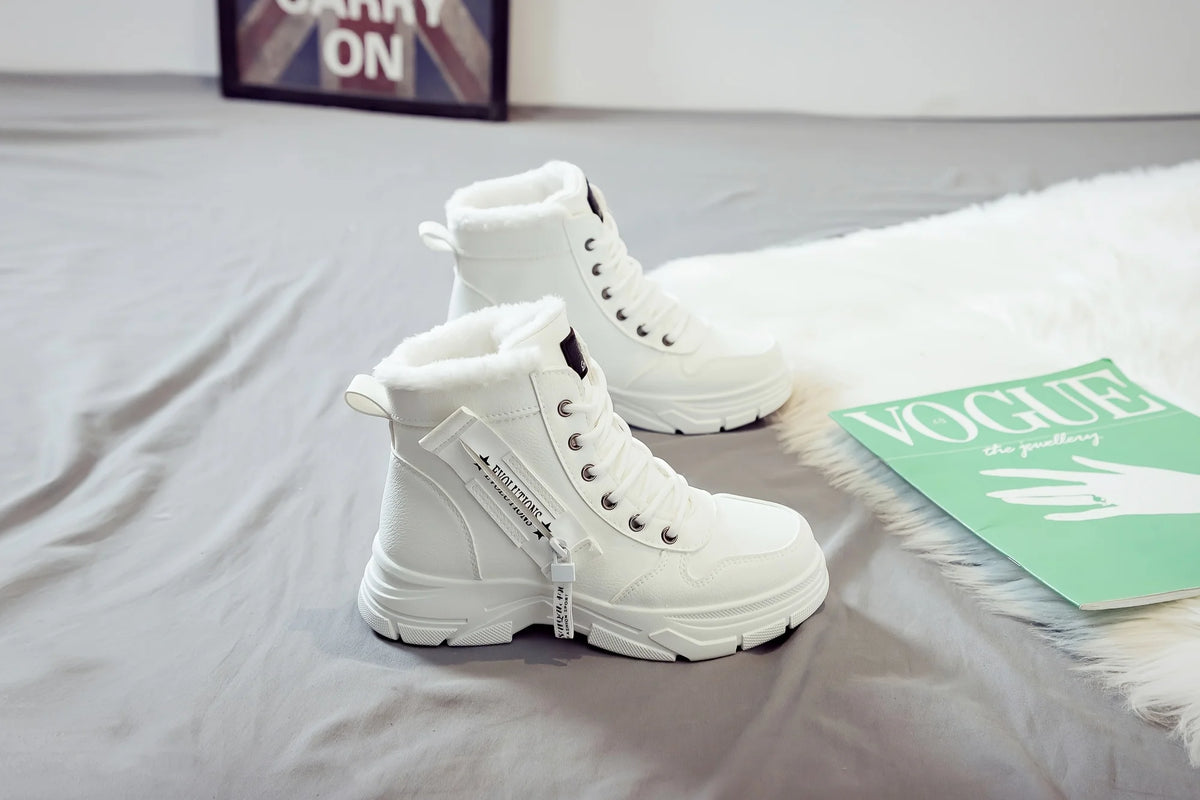 Botins de Senhora, Botins Curtos, Botas de Inverno com Forro Espesso e Isolamento, Elegantes e Versáteis, Botas de Inverno de Sola Grossa
