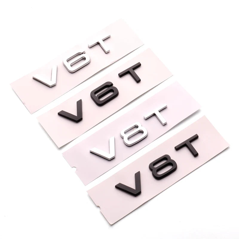 ABS V6T V8T Fender Side Body Emblem Logo Tail Trunk Rear Badge Sticker Decal For Audi S3 S4 S5 S6 S7 S8 A3 A4 A5 A6 A7 Q3 Q5 Q7
