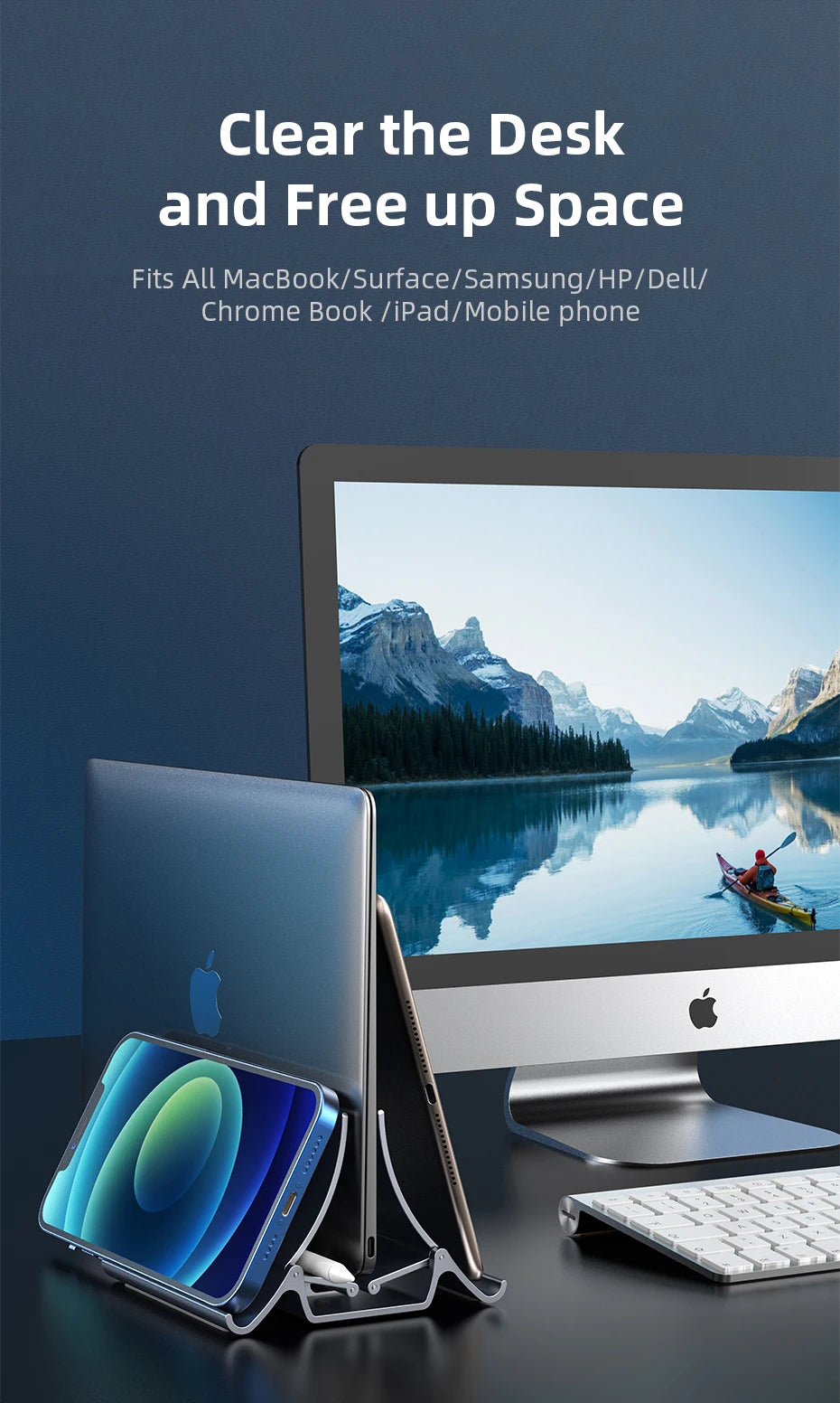 CABLETIME Vertical Laptop Stand Desktop Gravity Holder Notebook Support For MacBook Pro Air Surface HP Dell iPad Tablet Stand