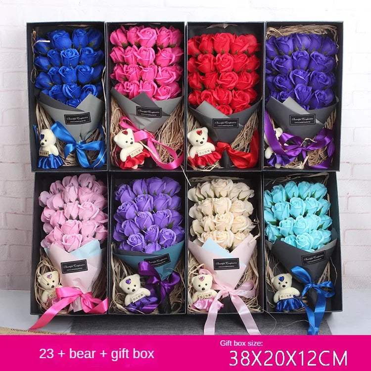 23 Soap Bouquet Gift Box Rose Birthday Gift for Girlfriend Best Friend Wife Home Decor  Artificial Flowers Gift Box Wedding