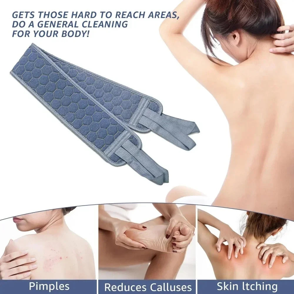 3pcs Exfoliating Body Scrubber Set - Includes Back Scrubber, Bath Glove and Shower Bath Sponge Loofah - Deep Clean and Vitalize