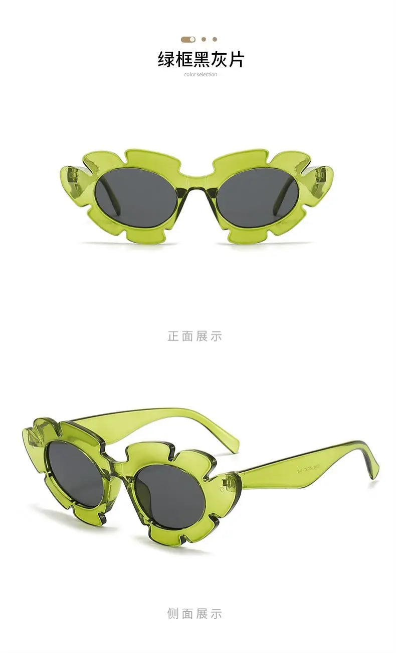 Fashion Cat Eye Candy Colors Sunglasses Women Retro Brand Designer Flower Shape
