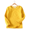 Girl Boys Autumn Winter T-shirts Girls Solid Color Yellow Long Sleeve Tee Tops For Kids Cotton Daily Wear