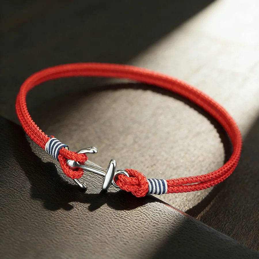 Stylish Men Anchor Bracelet Stainless Steel Selected High Quality 2mm Braided Rope That Does Not Fade Or Deform Pulseria Homme