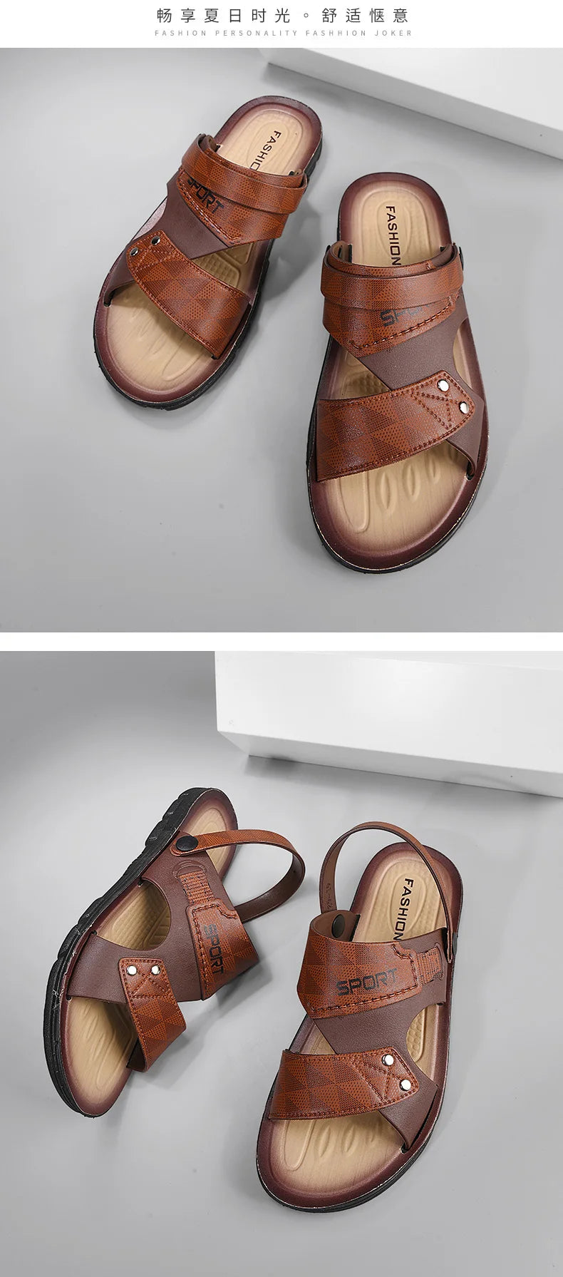 Fashion Casual Men's Sandals Summer Slip On Sandals Men Classic Beach Shoes For Men Outdoor Leather Sandals Male Slippers