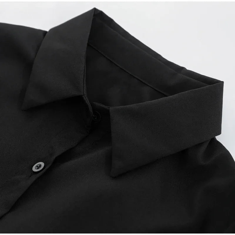 Sexy Slim Flared Sleeve Women's Shirt Solid Lapel Single-breasted Back Bandage Tunic Female Blouses Spring Trend New Lady